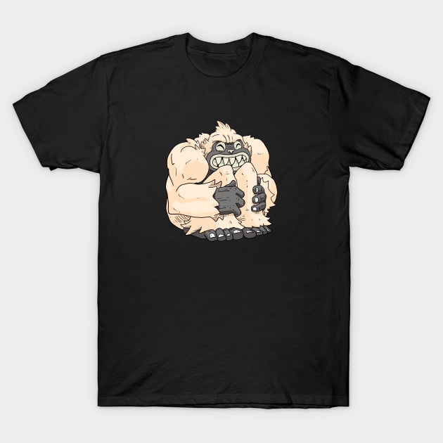 Fuzz Ball Yeti Tries To Stay Warm T-Shirt by JENNEX